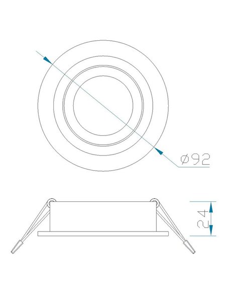 Aro empotrable redondo basculante BASICO GU10, blanco, corte Ø80mm, Ø92mm