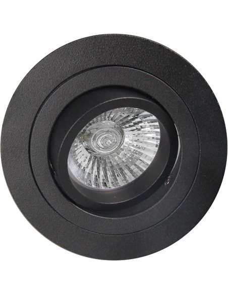 Aro empotrable redondo basculante BASICO GU10, negro, corte Ø80mm, Ø92mm