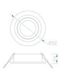 Aro empotrable redondo basculante BASICO GU10, negro, corte Ø80mm, Ø92mm