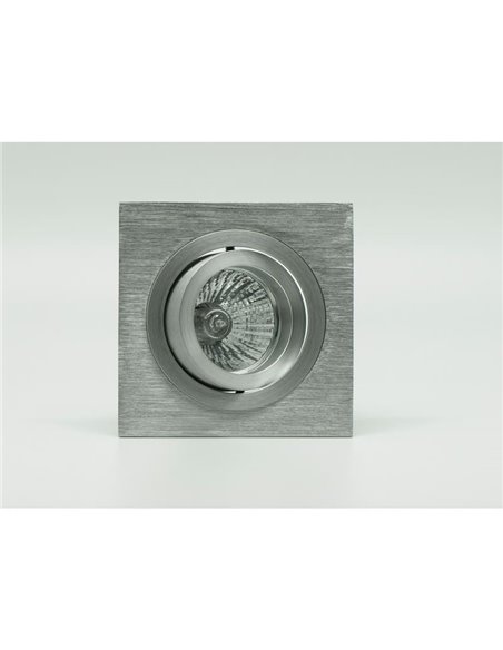 Aro empotrable cuadrado basculante BASICO GU10 aluminio, corte redondo Ø80mm, 92x92mm