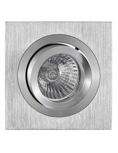 Anel embutido inclinável quadrado BASIC GU10, alumínio, corte redondo Ø80mm, 92x92mm