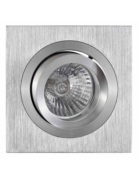 Anel embutido inclinável quadrado BASIC GU10, alumínio, corte redondo Ø80mm, 92x92mm