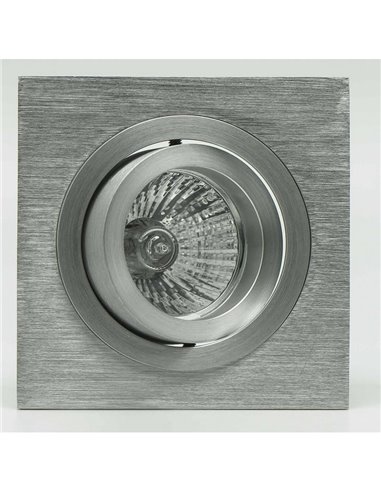 Anel embutido inclinável quadrado BASIC GU10, alumínio, corte redondo Ø80mm, 92x92mm