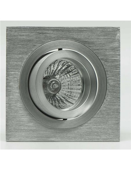 Anel embutido inclinável quadrado BASIC GU10, alumínio, corte redondo Ø80mm, 92x92mm