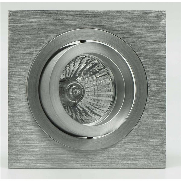 Bague encastrée inclinable carrée BASIC GU10, aluminium, coupe ronde Ø80 mm, 92 x 92 mm
