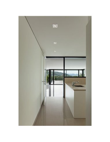 Aro empotrable cuadrado basculante BASICO GU10 aluminio, corte redondo Ø80mm, 92x92mm