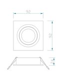 Aro empotrable cuadrado basculante BASICO GU10 aluminio, corte redondo Ø80mm, 92x92mm