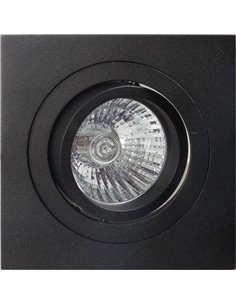 Bague encastrée carrée inclinable BASIC GU10 noire, coupe ronde Ø80 mm, 92 x 92 mm