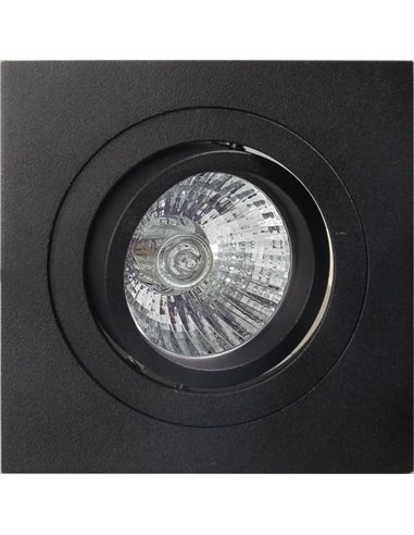 Anel embutido quadrado inclinável BASIC GU10 preto, corte redondo Ø80mm, 92x92mm