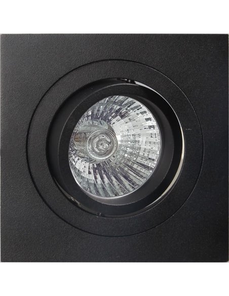 Aro empotrable cuadrado basculante BASICO GU10 negro, corte redondo Ø80mm, 92x92mm
