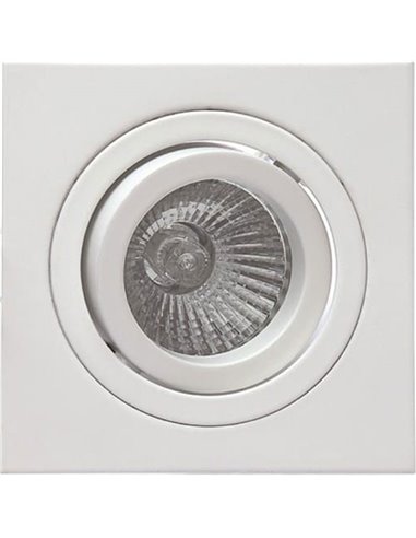 Bague encastrée carrée inclinable BASIC GU10 blanche, coupe ronde Ø80 mm, 92 x 92 mm