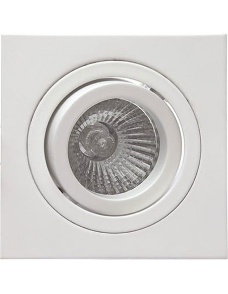 Bague encastrée carrée inclinable BASIC GU10 blanche, coupe ronde Ø80 mm, 92 x 92 mm