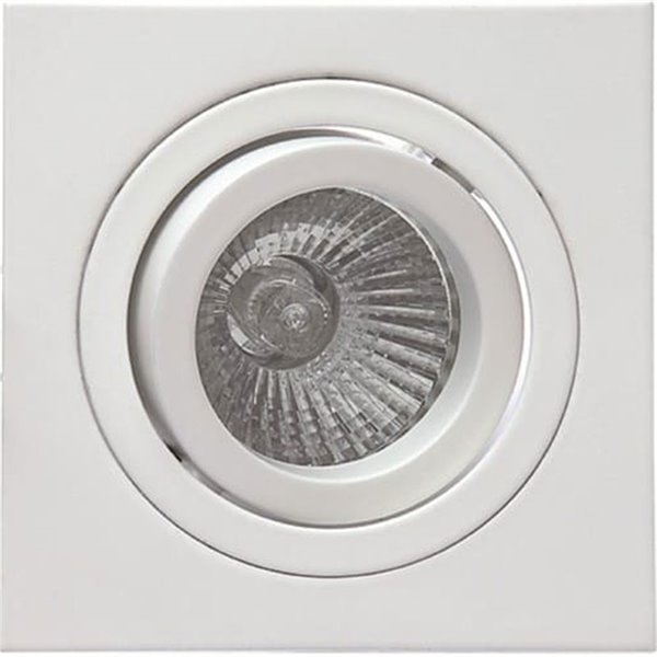 Bague encastrée carrée inclinable BASIC GU10 blanche, coupe ronde Ø80 mm, 92 x 92 mm
