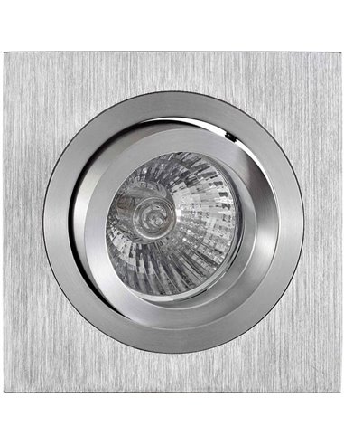 Aro empotrable cuadrado basculante BASICO GU10 aluminio, corte redondo Ø80mm, 92x92mm