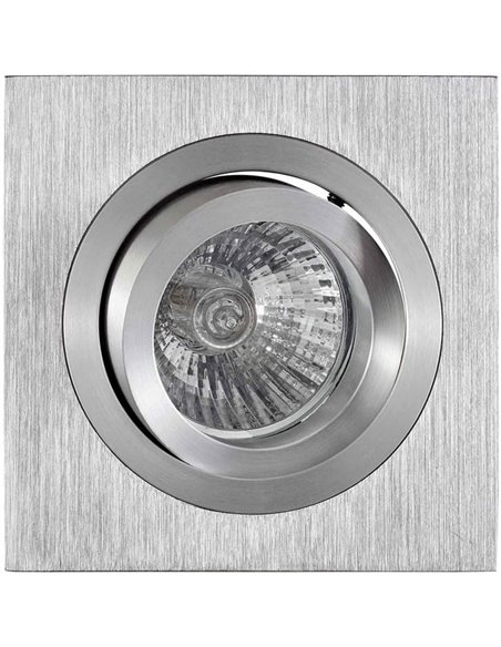 Aro empotrable cuadrado basculante BASICO GU10 aluminio, corte redondo Ø80mm, 92x92mm
