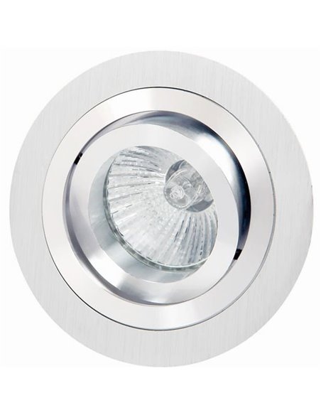 Bague encastrée inclinable ronde BASIC GU10, nickel satiné, découpes Ø80 mm et Ø92 mm