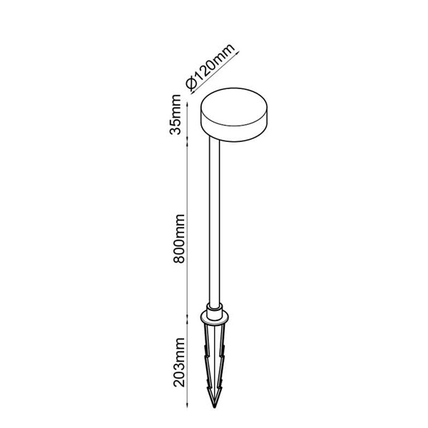 Farol de LED NAGANO para uso externo, preto, 7W 3000K, com estaca para fixação no solo ou base inclusa.