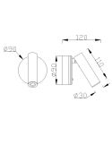 Aplique lector LED con interruptor PREA, 3W luz cálida 3000K, varios colores