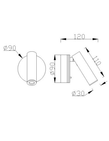 Aplique lector LED con interruptor PREA, 3W luz cálida 3000K, varios colores