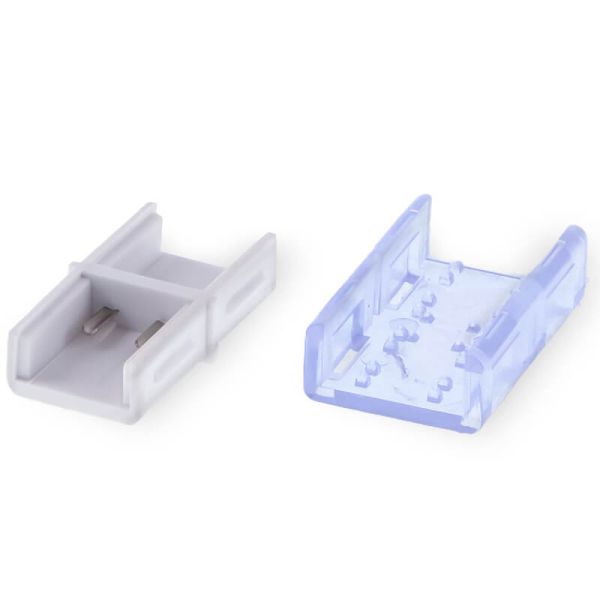 Doble adaptador crimpable transparente para tira LED 220 V AC COB 31x19x9 mm
