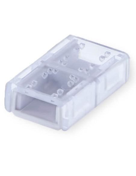 Doble adaptador crimpable transparente para tira LED 220 V AC COB 31x19x9 mm