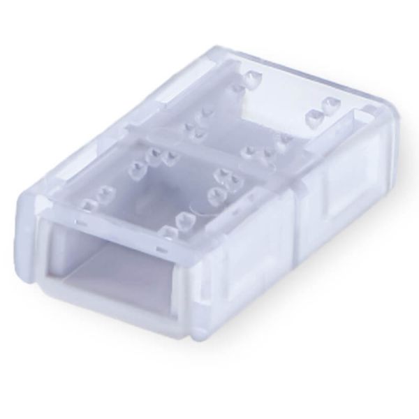 Doble adaptador crimpable transparente para tira LED 220 V AC COB 31x19x9 mm