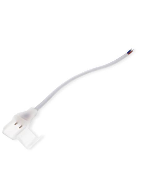 Cable adaptador crimpable transparente para tira LED 220 V AC COB con tapón y cables pelados