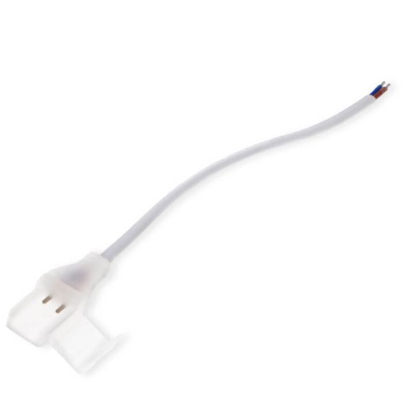 Cable adaptador crimpable transparente para tira LED 220 V AC COB con tapón y cables pelados