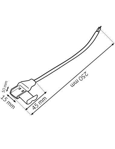 Dimensions : Câble adaptateur transparent à sertir pour ruban LED COB 220 V CA avec fiche et fils nus