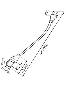 Cabo adaptador duplo transparente e crimpável para fita de LED COB de 300 mm e 220 V CA. 2
