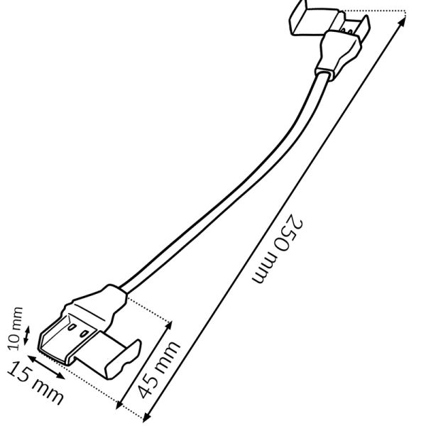 Dimensions : Câble adaptateur double transparent à sertir pour ruban LED COB 220 V CA, 300 mm