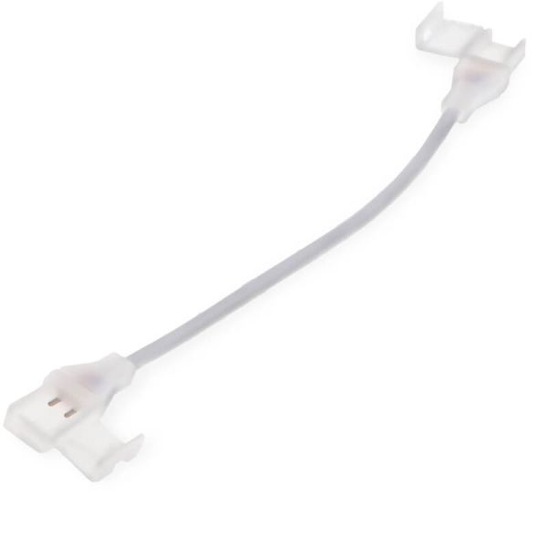 Cabo adaptador duplo transparente e crimpável para fita de LED COB de 300 mm e 220 V CA.
