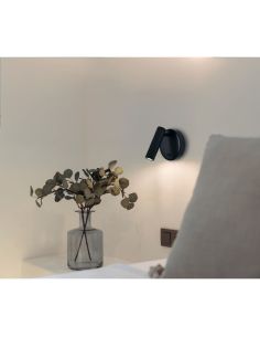Aplique LED con foco lector orientable PREA negro, 3W luz cálida 3000K 2