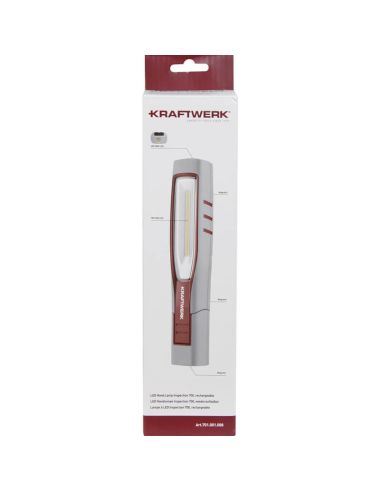 Lampe d'inspection LED rechargeable 700 – 700 lm, 7 W, IP65 IK09, pliable à 180°, avec aimant et crochets