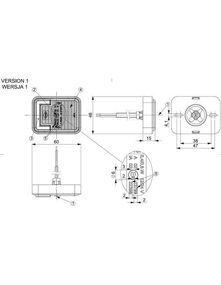 Piloto de galibo LED 12/24V Neón homologado IA R1 A SM1 IP68