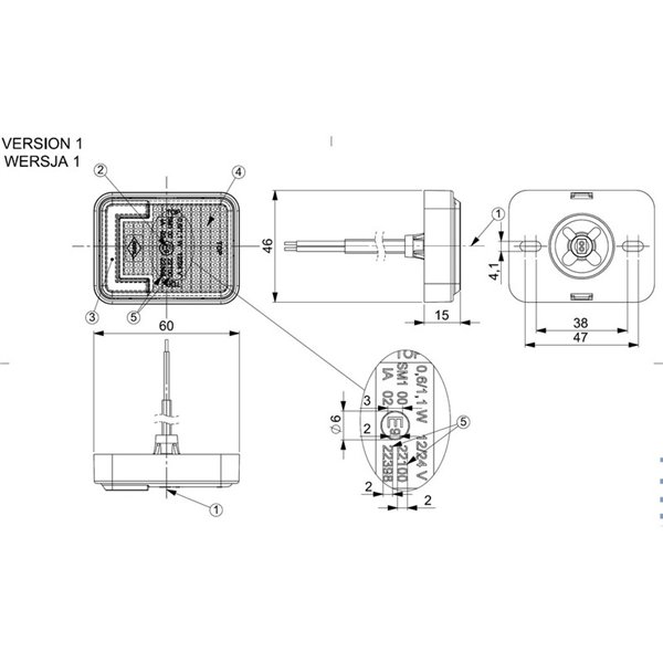 Piloto de galibo LED 12/24V Neón homologado IA R1 A SM1 IP68