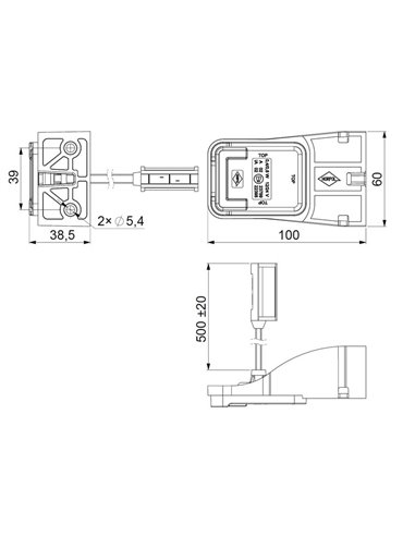 Piloto de galibo LED delantero LD 2747/ZP con soporte flexible, 12/24V Neón homologado A IP68