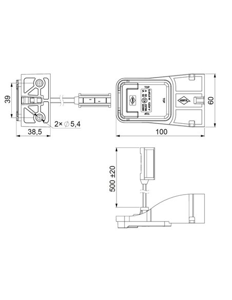 Piloto de galibo LED delantero LD 2747/ZP con soporte flexible, 12/24V Neón homologado A IP68