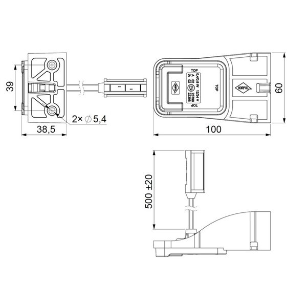 Piloto de galibo LED delantero LD 2747/ZP con soporte flexible, 12/24V Neón homologado A IP68
