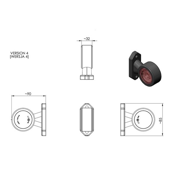 Cuerno LED LD 721 corto y recto, delantero/trasero 12/24V homologado R1 y A