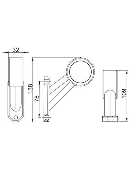 Cuerno LED brazo corto LD 725, inclinado, 12/24V homologado A y R1