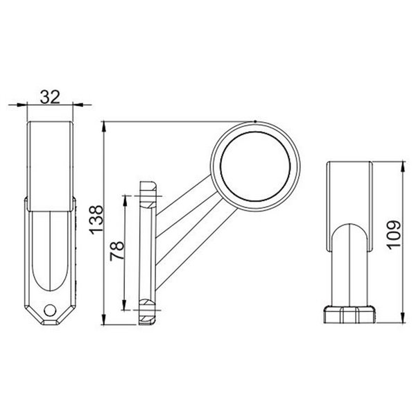 Buzina LED LD 725, braço curto, angulada, 12/24V, homologada A e R1