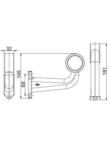 Buzina LED, braço longo LD 724, em formato de L, 12/24V, homologada A e R1