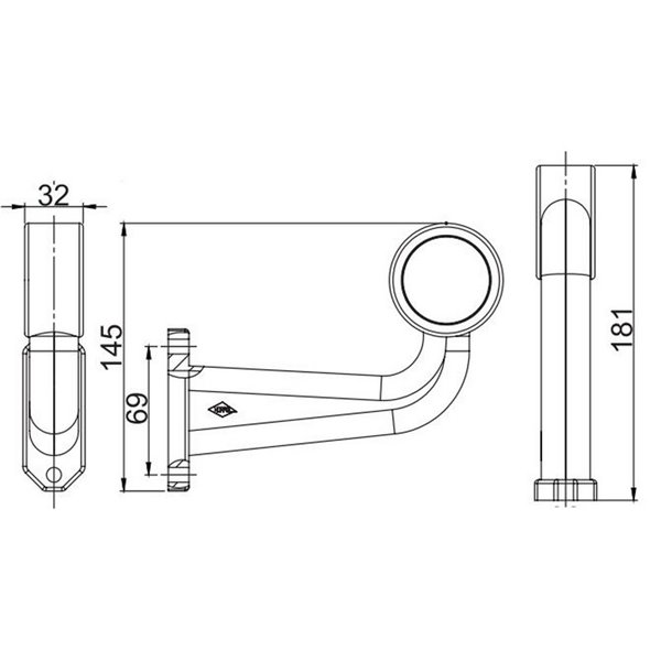 Cuerno LED brazo largo LD 724, forma de L, 12/24V homologado A y R1