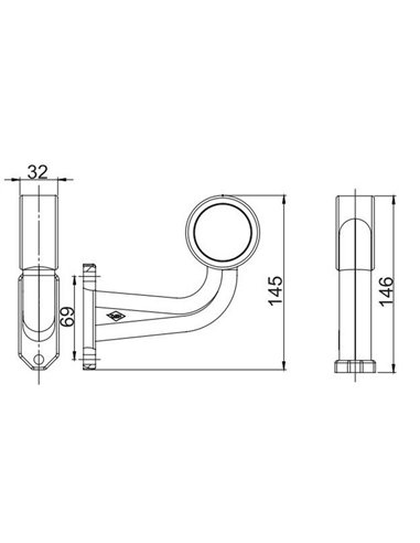 Cuerno LED brazo corto LD 723, forma de L, 12/24V homologado A y R1