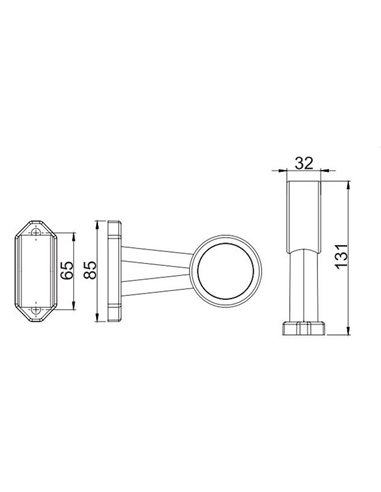 Cuerno LED LD 722 brazo largo y recto, sin mano, 12/24V homologado R1 y A