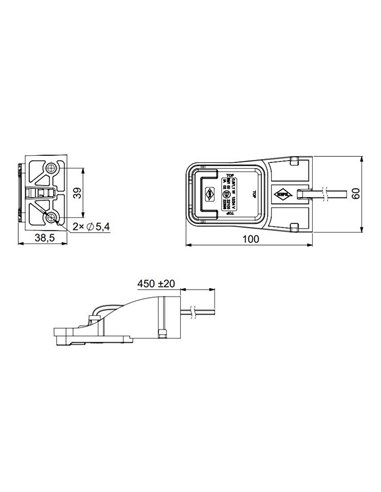 Luz de galibo LED LD 2733 trasera con soporte 12/24V Neón homologada IA R1 IP68