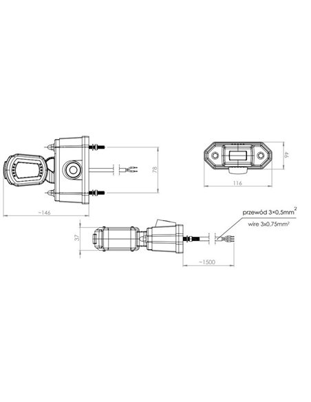 Cuerno LED de galibo corto con sensor de marcha atrás, 3 funciones 12/24V homologado R1 A SM1
