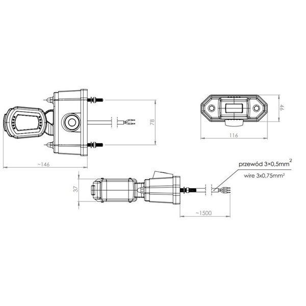 Buzina de sinalização LED curta com sensor de marcha à ré, 3 funções, homologada para 12/24V R1 A SM1