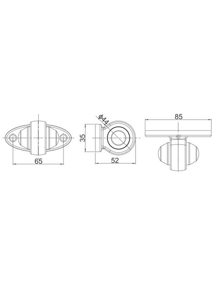 Piloto de galibo trasero LED 12/24V base ovalada homologado R1 IP68